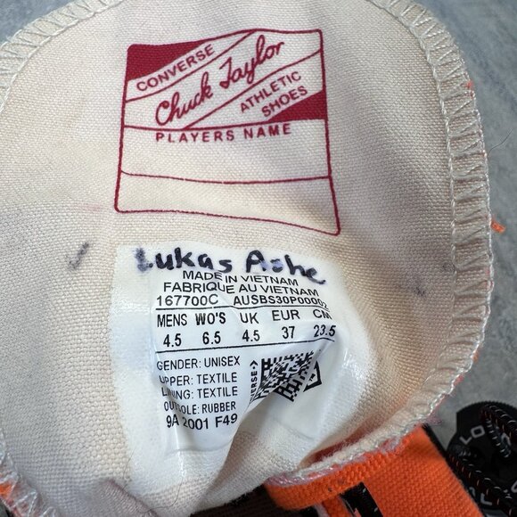 NEW BRIGHT ORANGE CONVERSE CHUCK TAYLOR ALLSTAR HI TOP CT-70 MENS 4.5 WOMENS 6.5 - Picture 8 of 8